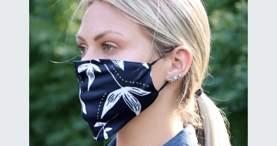 woman wearing custom printed face mask